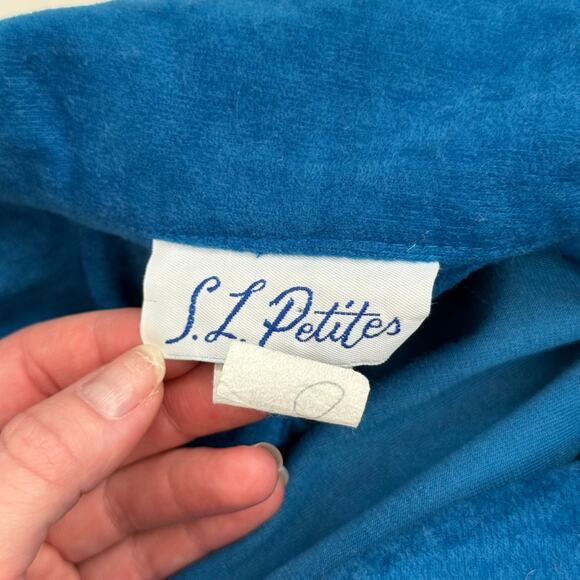 Reworked Vintage 80s S.L. Petites Blue Suede-Look Midi Dress, Size 8 - Picture 10 of 11